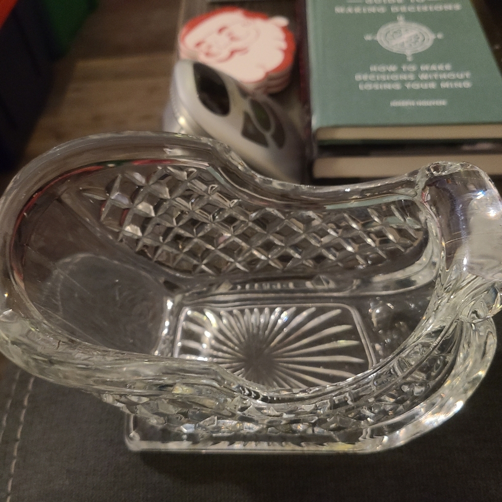 Vintage St. George 24% Lead Crystal Sleigh - Picture 2 of 5